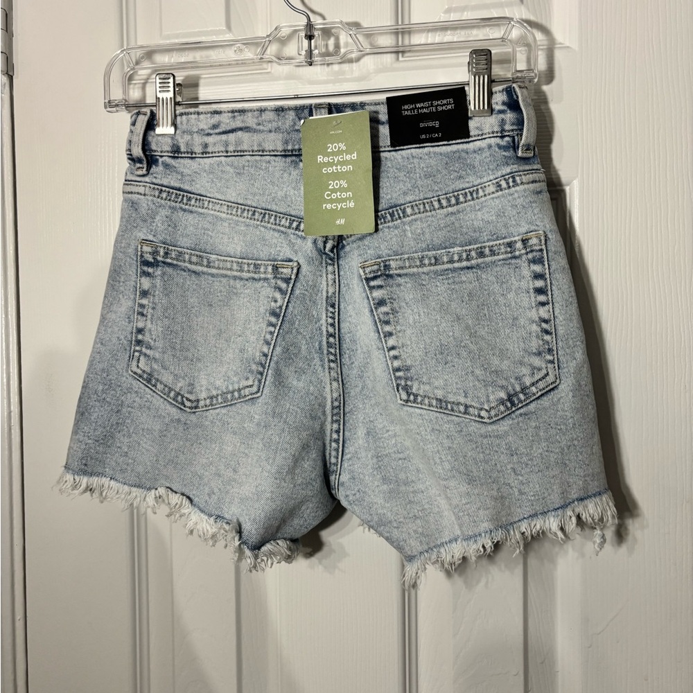 Divided Light Blue High-Rise Frayed Denim Shorts